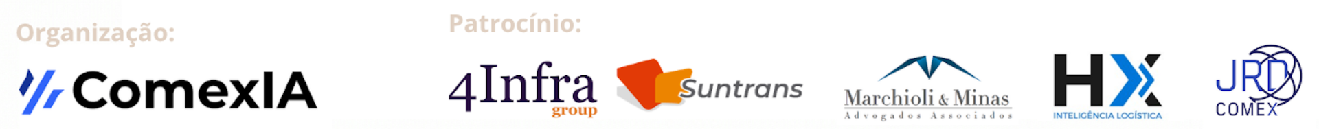 Patrocinadores: 4Infra group, Suntrans, Marchioli & Minas, HIX, JRD Comex